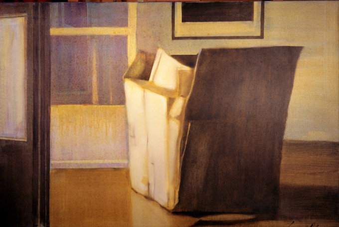 bardelli grande scatola in un interno b,2002,olio su tela, 70x100 cm.